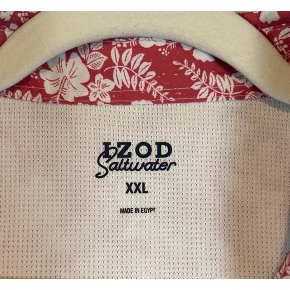 IZOD Saltwater Men's XXL Pinkish/Red Hawaiian Floral Short Sleeve Shirt Beach - Picture 3 of 12